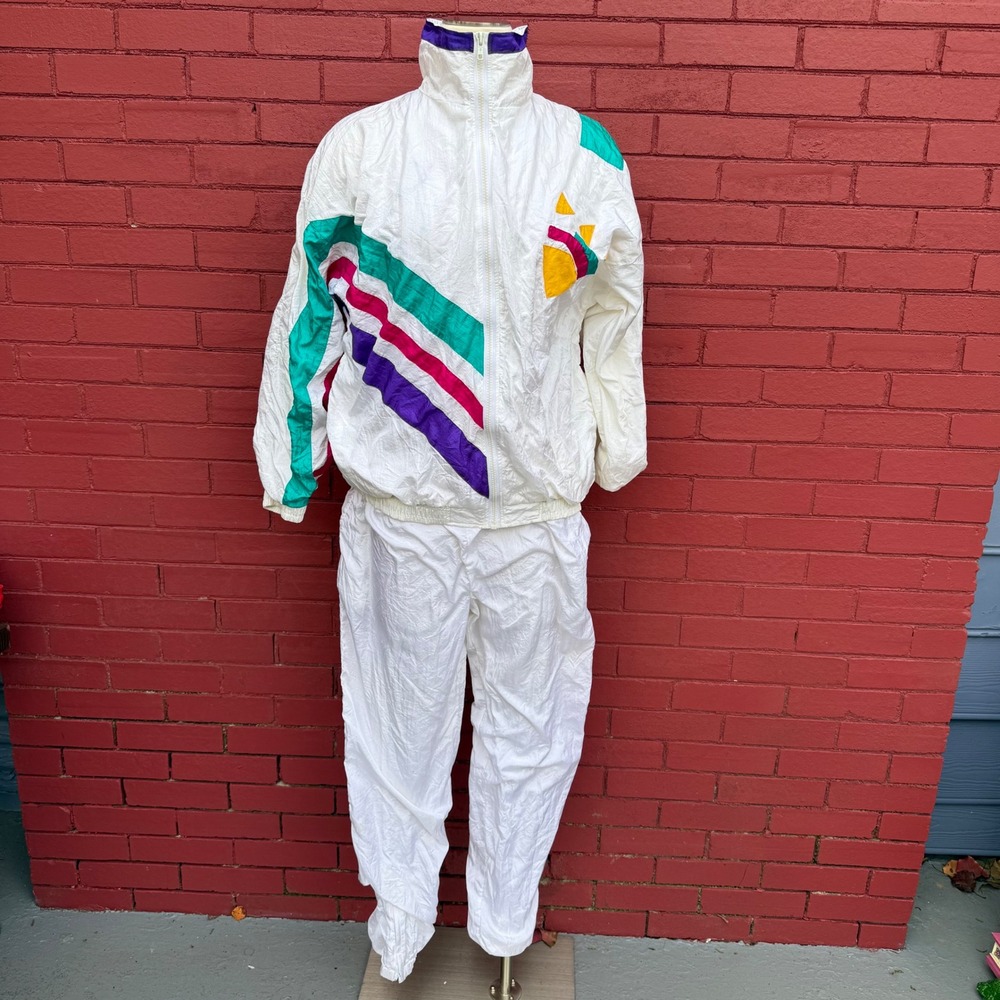 Vtg Rock Creek Casuals Tracksuit Set Womens Size‎ Medium Geometric Print Retro